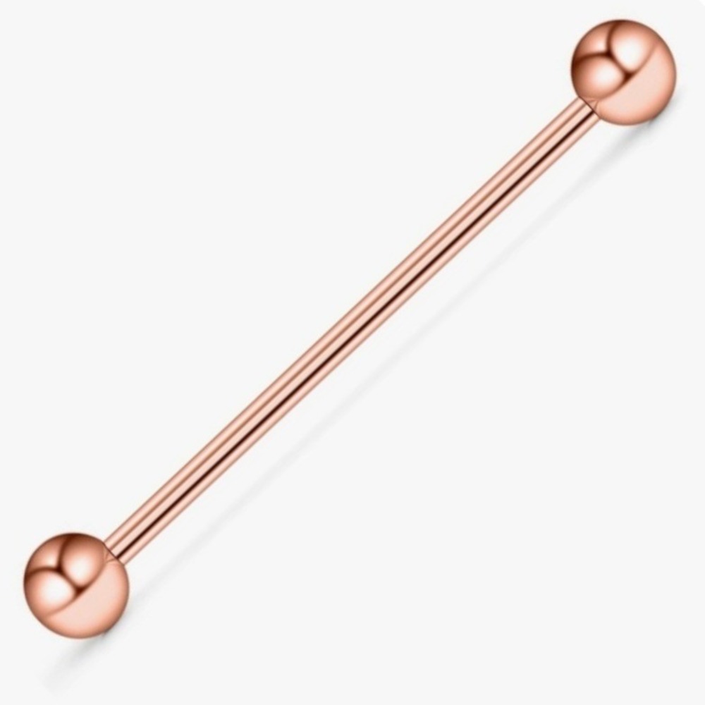 Ruifan 14 Gauge Rose Gold Tone Short Industrial Barbell Cartilage Earring 32mm